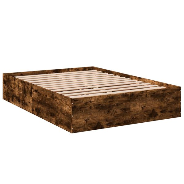 vidaXL Bed Frame without Mattress Smoked Oak 135x190 cm Double
