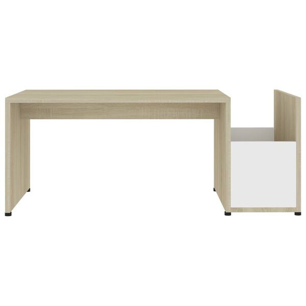 vidaXL Coffee Table White and Sonoma Oak 90x45x35 cm Engineered Wood
