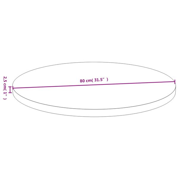 vidaXL Table Top Ø80x2.5 cm Bamboo