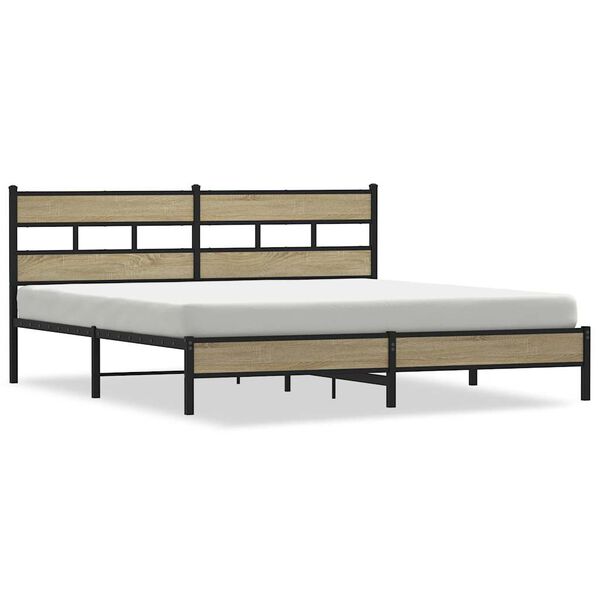 vidaXL Metal Bed Frame without Mattress Sonoma Oak 200x200 cm