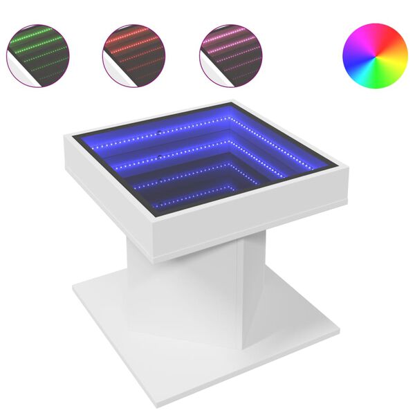 vidaXL Coffee Table with LED White 50x50x45 cm Engineered Wood