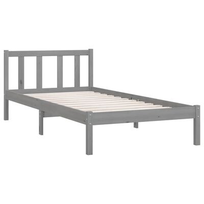 vidaXL Bed Frame Grey Solid Pinewood 90x200 cm