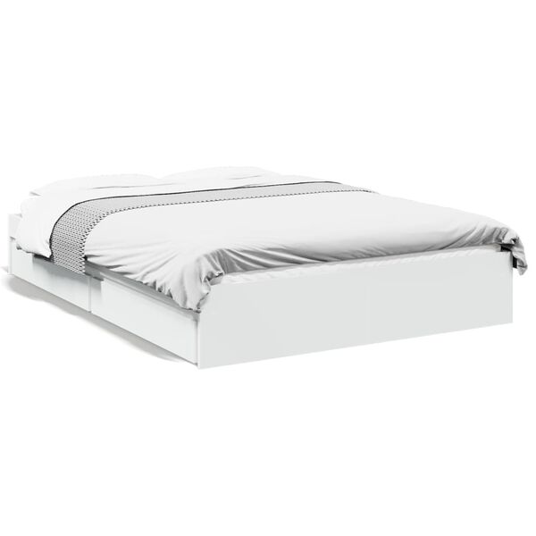 vidaXL Bed Frame with Drawers without Mattress White 140x200 cm