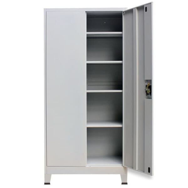 vidaXL Office Cabinet with 2 Doors Steel 90x40x180cm Grey