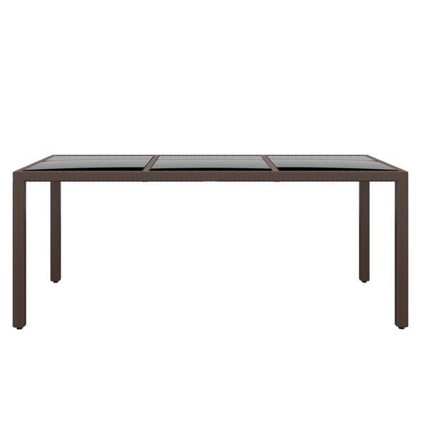 vidaXL Garden Table 190x90x75 cm Tempered Glass and Poly Rattan Brown