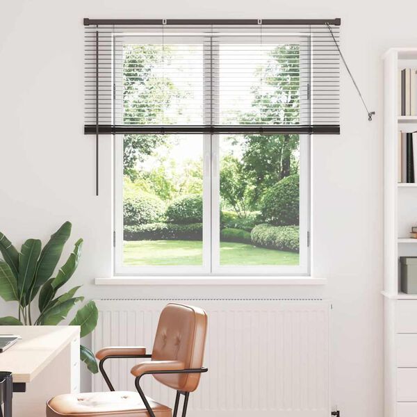 vidaXL Venetian Blinds Height Adjustable Black 130 x 135 cm Aluminium