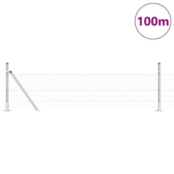 vidaXL Fence Post Silver 100 x 0.5 m (13 mm mesh) Steel
