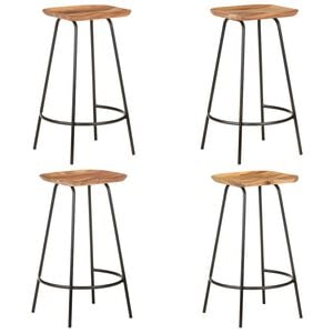 vidaXL Bar Stool | Set of 4 | natural wood and black