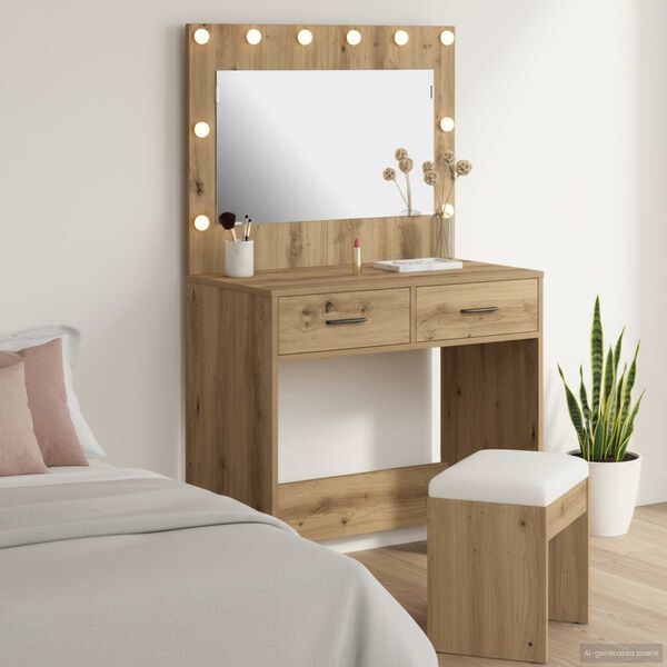 vidaXL Dressing Table Artisan oak 78.5 x 41 x 135 cm Engineered wood