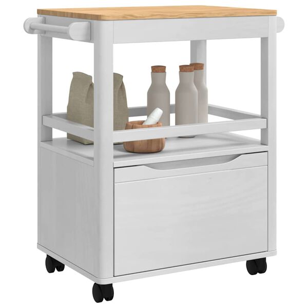 vidaXL Kitchen Trolley FLORO White 72.5 x 45 x 80 cm Solid Pine Wood