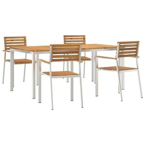 vidaXL Garden Dining Set 5 pcs Solid Acacia Wood and Stainless Steel