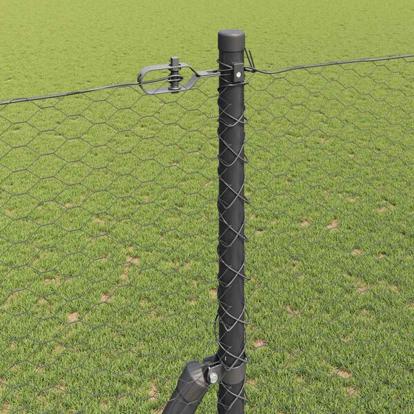 vidaXL Fence Post Grey 10 x 1.5 m (25 mm mesh) Steel and PVC