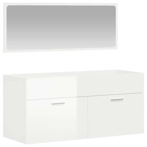 vidaXL Bathroom Cabinet with Mirror High Gloss White Engineered Wood