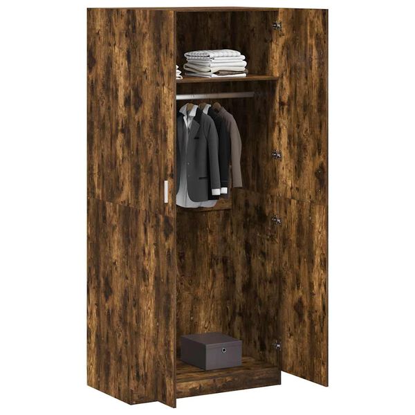 vidaXL Wardrobe Smoked Oak 90x50x200 cm Engineered Wood