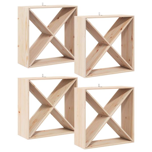 vidaXL Wine Rack 4 pcs Natural 62 x 25 x 62 cm Solid Pine Wood