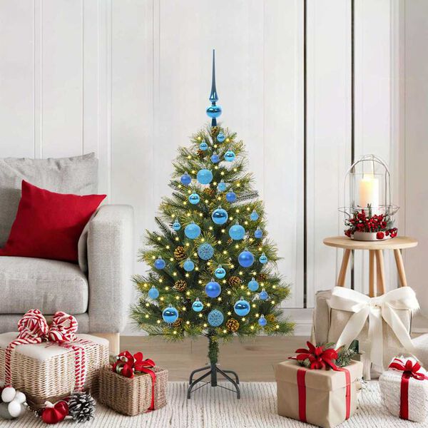 vidaXL Artificial Hinged Christmas Tree with Cones Green 120 cm