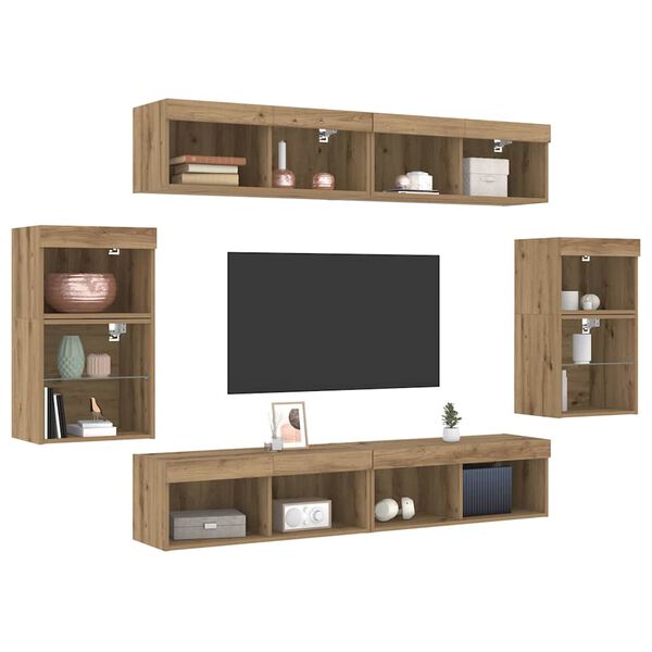 vidaXL TV Cabinet Set Wall-mounted 8 pcs Artisan oak Engineered wood