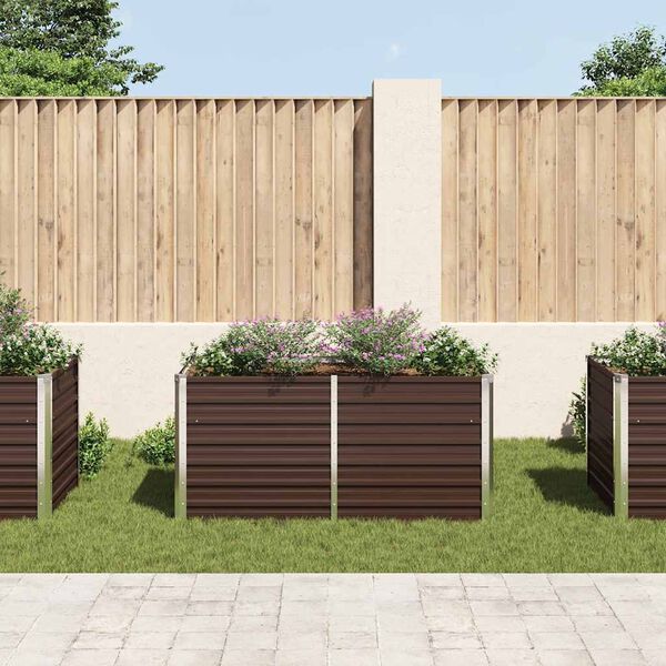 vidaXL Raised Garden Bed Brown 160x80x77 cm Galvanised Steel