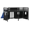 vidaXL Kids' Loft Bed with Curtains without Mattress White&Black 80x200cm