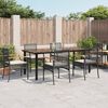 vidaXL 7 Piece Garden Dining Set with Cushions Black Poly Rattan