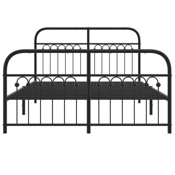 vidaXL Metal Bed Frame without Mattress with Footboard Black 137x190cm