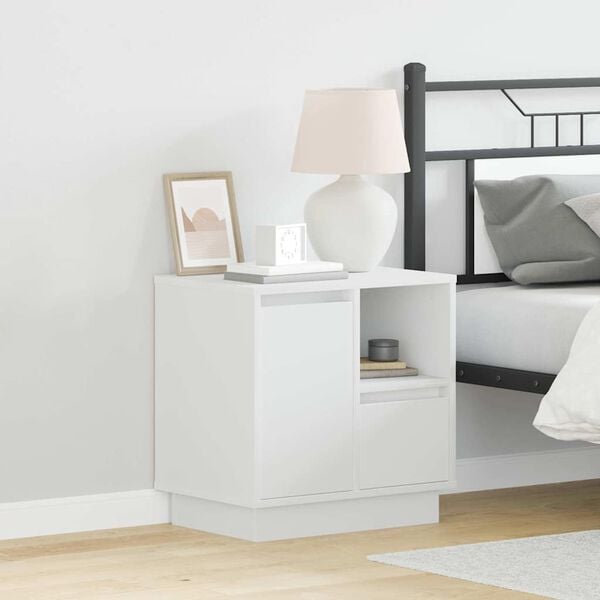 vidaXL Bedside Cabinet White 50 x 34.5 x 50 cm Engineered wood