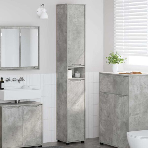 vidaXL Bathroom Cabinet with Shelf Concrete Grey 30.5 x 30 x 195 cm