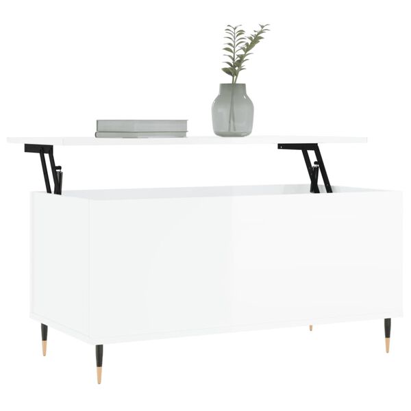 vidaXL Coffee Table High Gloss White 90x44.5x45 cm Engineered Wood