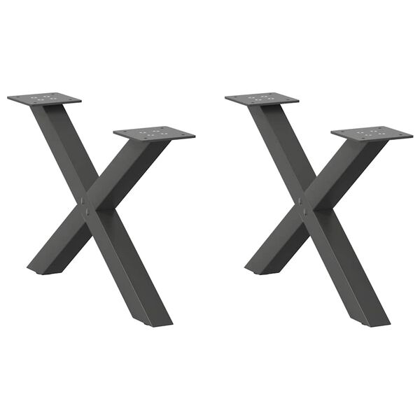 vidaXL Coffee Table Legs X-Shaped 2 pcs Anthracite 50x(30-31) cm Steel