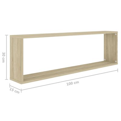vidaXL Wall Cube Shelf 4 pcs Sonoma Oak 100x15x30 cm Engineered Wood