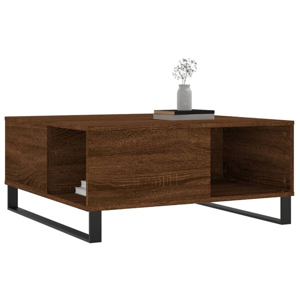 vidaXL Coffee Table Brown Oak 80x80x36.5 cm Engineered Wood