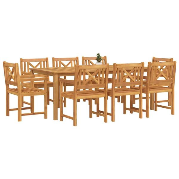 vidaXL Garden Dining Set 9 pcs Brown Solid Acacia Wood
