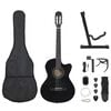 vidaXL 12 Piece Western Guitar Set with Equalizer and 6 Strings Black