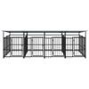 vidaXL Outdoor Dog Kennel with Roof Steel 7.51 m&sup2;