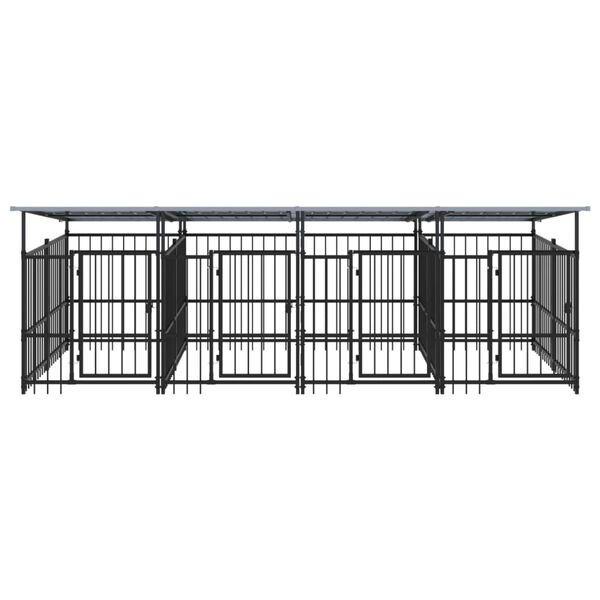 vidaXL Outdoor Dog Kennel with Roof Steel 7.51 m&sup2;