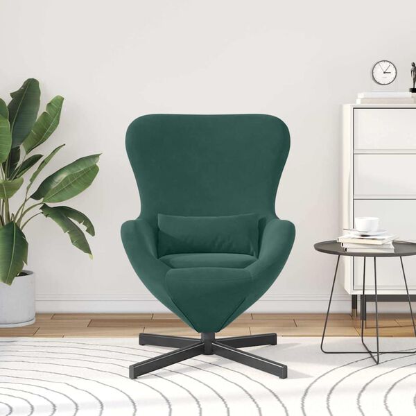 vidaXL Egg Chair Dark Green 63 x 73 x 90 cm Velvet