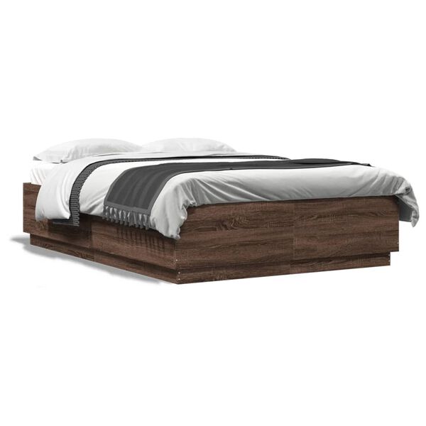 vidaXL Bed Frame without Mattress Brown Oak 120x200 cm