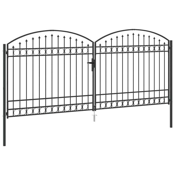 vidaXL Fence Gate with Lock Grey 401 x 224.5 cm Steel