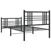 vidaXL Metal Bed Frame without Mattress with Footboard Black 90x200cm
