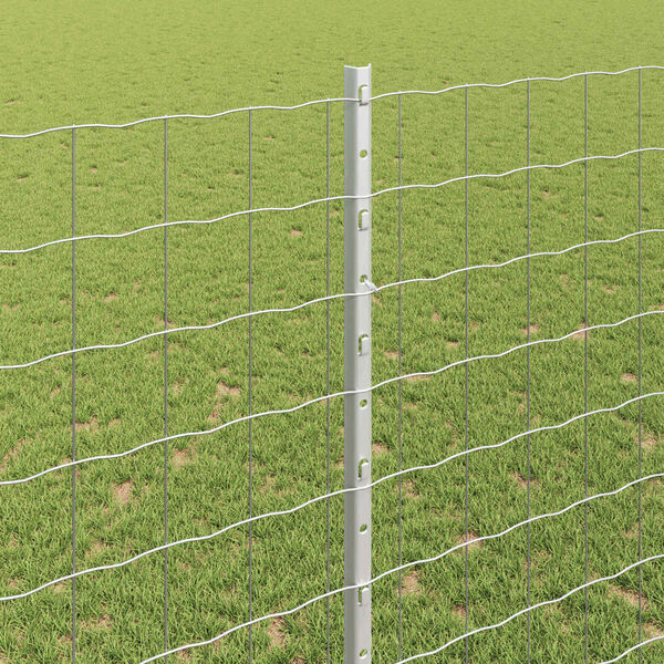 vidaXL Fence with Post Silver 1.4 x 10 m Steel