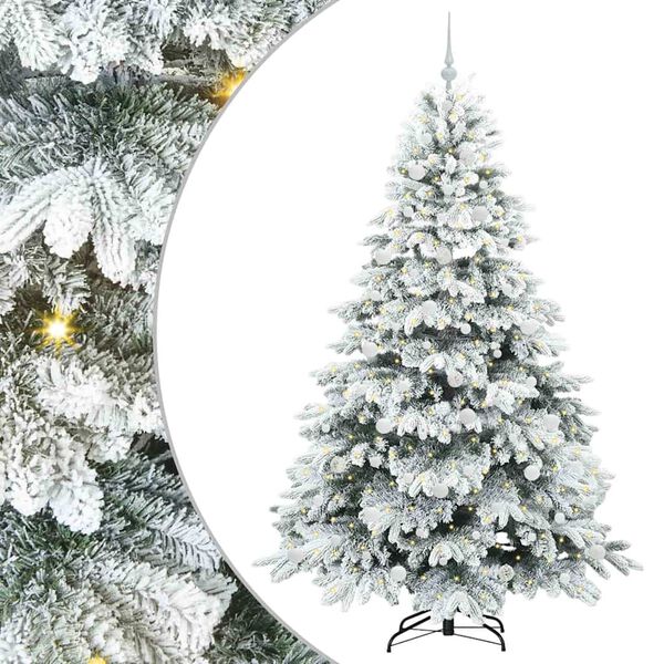 vidaXL Artificial Christmas Tree with 300 LEDs White 210 cm PE and PVC