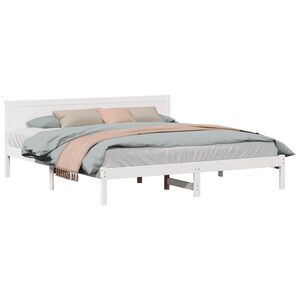 vidaXL Bed Frame White 200 x 200 cm Solid Pine wood