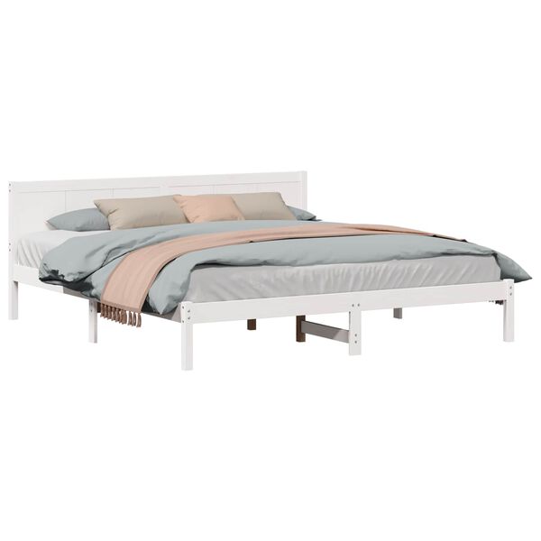 vidaXL Bed Frame White 200 x 200 cm Solid Pine wood