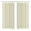 2 pcs Cream Micro-Satin Curtains with Loops 140 x 245 cm
