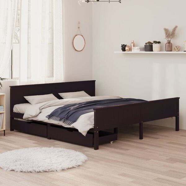 vidaXL Bed Frame without Mattress Dark Brown 200x200 cm Solid Wood