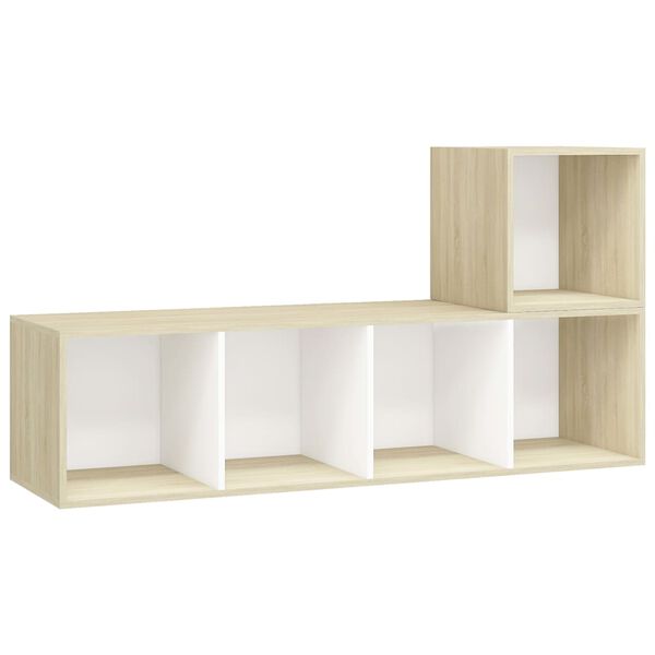 vidaXL 2 Piece TV Cabinet Set White and Sonoma Oak Engineered Wood