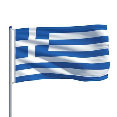 vidaXL Greece Flag and Pole Aluminium 6 m