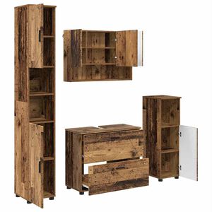 vidaXL Bathroom Furniture Set 4 pcs Old Wood Engineered Wood and Metal