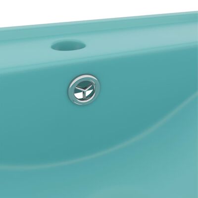 vidaXL Luxury Basin with Faucet Hole Matt Light Green 60x46 cm Ceramic