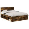 vidaXL Bed Frame Smoked Oak 140 x 190 cm Solid Pine Wood